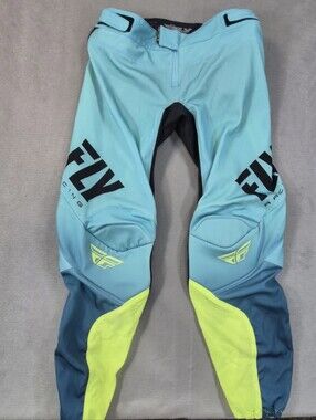 Fly Racing Lite Pants Women's 7/8 Motocross BMX Blue/HI-VIS NWT $150- READ